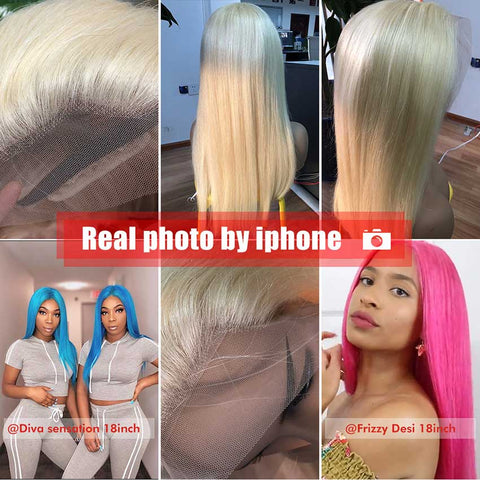 Image of Rebecca Fashion #613 Blonde 13x4 Lace Frontal Wigs Straight Human Hair Wigs 150% Density