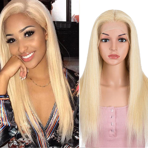 Image of Rebecca Fashion #613 Blonde 13x4 Lace Frontal Wigs Straight Human Hair Wigs 150% Density