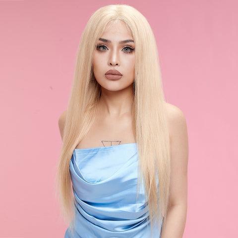 Image of Rebecca Fashion T Lace Blonde Human Hair Wigs Straight Hair Lace Front Wig Pre-plucked Hairline with Baby Hair Wigs 613 Color