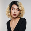 Rebecca Fashion Short Wavy Lace Front Wigs Human Hair Side Lace Part Wavy Bob Wigs for Women Ombre Color