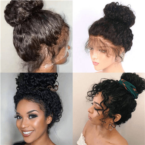 Image of Rebecca Fashion 360 Lace Frontal Wigs 100% Deep Wave Human Hair Wigs For Black Women 150% Density Natural Black Color