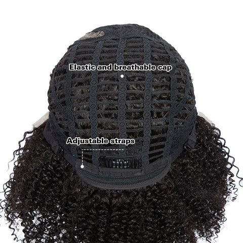 Rebecca Fashion Short Kinky Curly Lace Front Wigs Human Hair Side Part 100% Human Hair Lace Front Wigs with Baby Hair for Black Women Natural Black Color