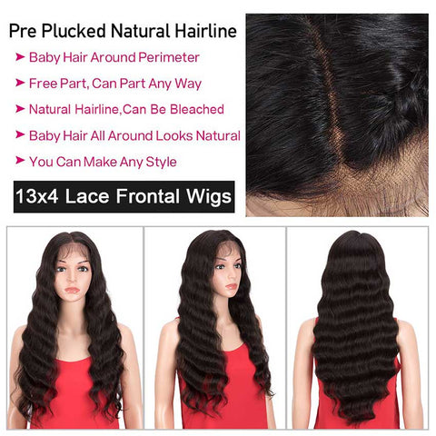 Image of Rebecca Fashion 13x4 Lace Front Wigs Human Hair Loose Body Wave Wigs 150% Density Natural Black Color