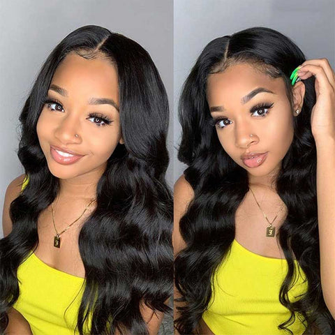 Image of Rebecca Fashion 13x4 Lace Front Wigs Human Hair Loose Body Wave Wigs 150% Density Natural Black Color