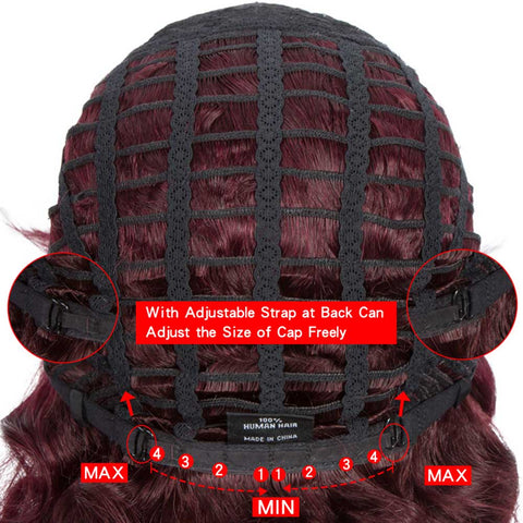 Image of Rebecca Fashion Bob Wig Short Human Hair Red Wigs With Bangs