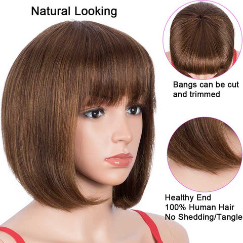 Image of Rebecca Fashion Human Hair P4/30 Color Wig Short Bob Wigs With Bands