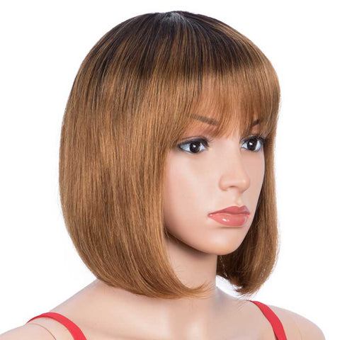 Image of Rebecca Fashion Short Bob Human Hair Wigs with Bangs For Black Women