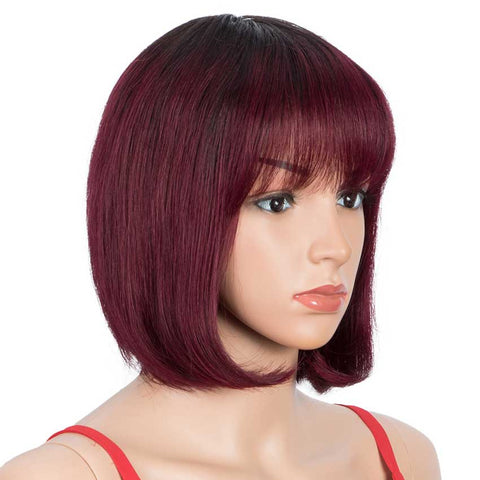 Image of Rebecca Fashion Short Bob Human Hair Wigs with Bangs For Black Women