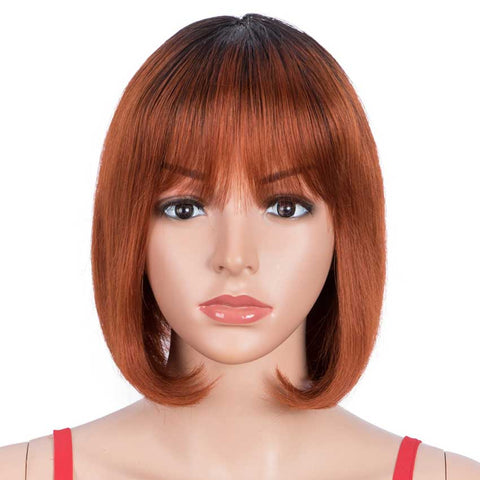 Image of Rebecca Fashion Straight Hair Bob Wigs TT1B/350 Ombre Wigs With Bangs Human Hair