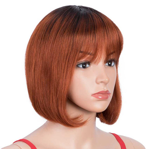 Image of Rebecca Fashion Straight Hair Bob Wigs TT1B/350 Ombre Wigs With Bangs Human Hair