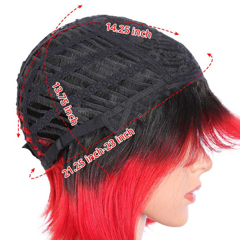 Image of Rebecca Fashion Basic Cap Straight Bob Wigs Ombre Short Wigs With Bangs TT1B/RED
