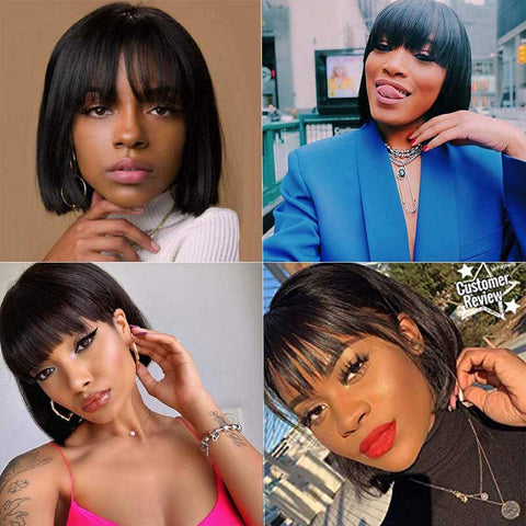Image of Rebecca Fashion Straight Hair Wigs 130% Density Short Bob Human Hair Wig