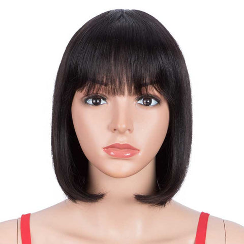 Image of Rebecca Fashion Short Bob Human Hair Wigs with Bangs For Black Women