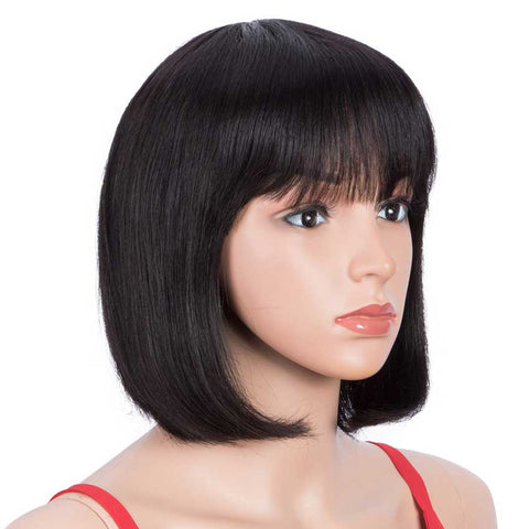 Image of Rebecca Fashion Short Bob Human Hair Wigs with Bangs For Black Women