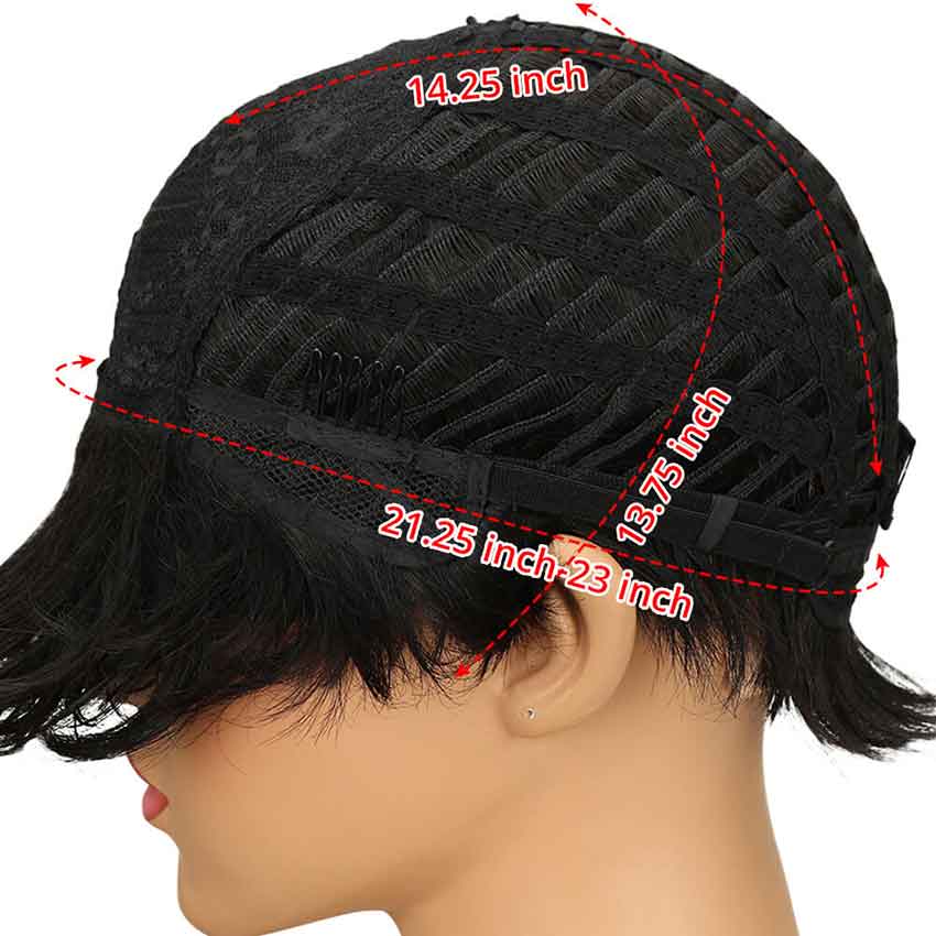 Perruque Courte Femme Noire - Synthétique, Raie Libre, Référence Edwige 1B, Neuve